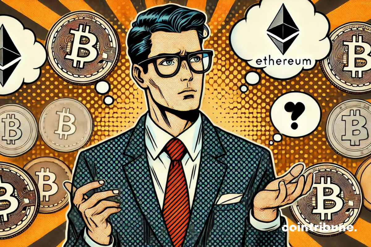 Un conseiller financier hésitant entre plusieurs cryptos