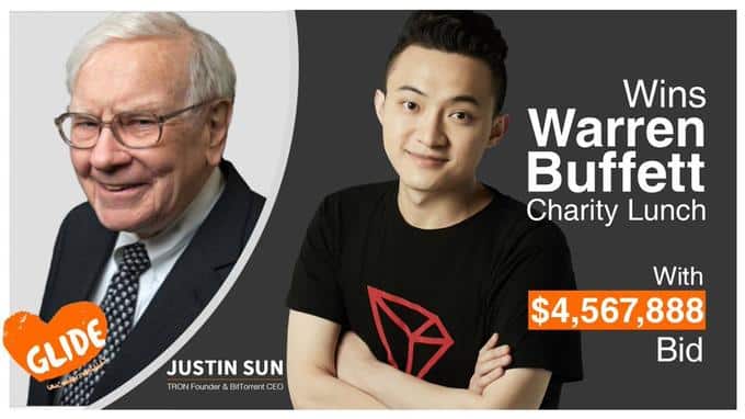 Justin Sun paye 4,5 millions de dollars pour déjeuner avec Warren Buffet célèbre financier et anti Bitcoin (BTC) !