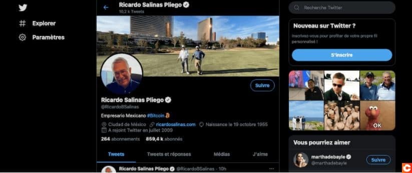 El famoso Ricardo Salinas Pliego ajoute Bitcoin (BTC) sur sa bio Twitter