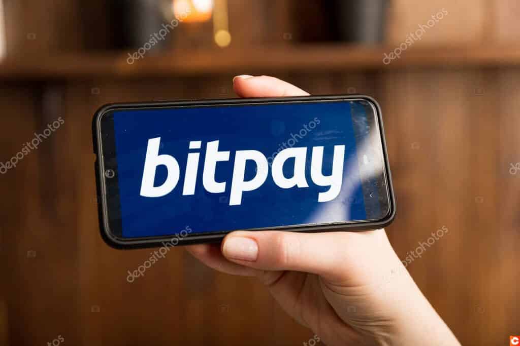 Tula Russia 16.01.20 bitpay on the phone display isolated.
