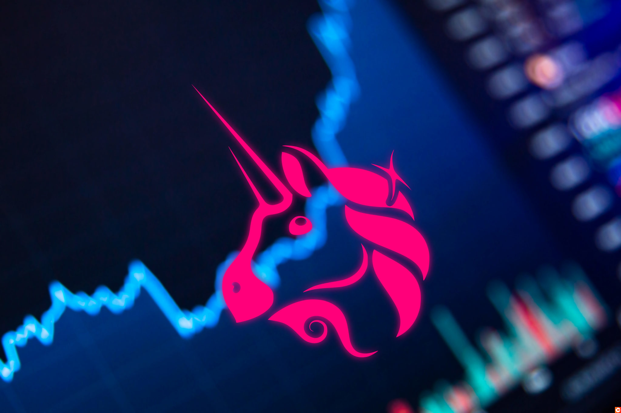 Uniswap UNI Cryptocurrency. Uniswap coin growth chart on the exchange, chart