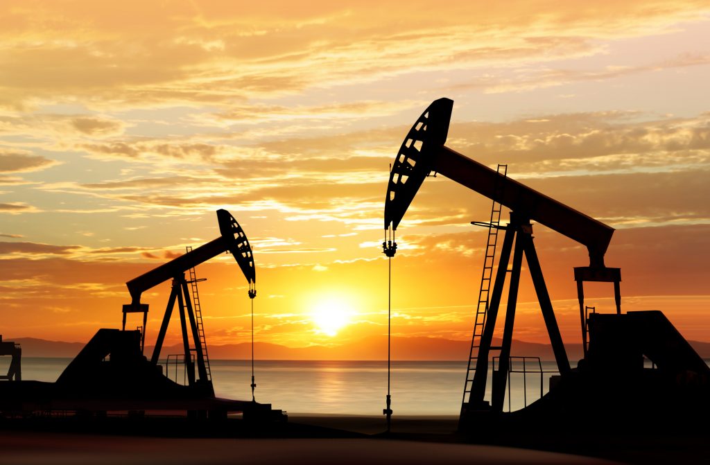 silhouette of oil pumps