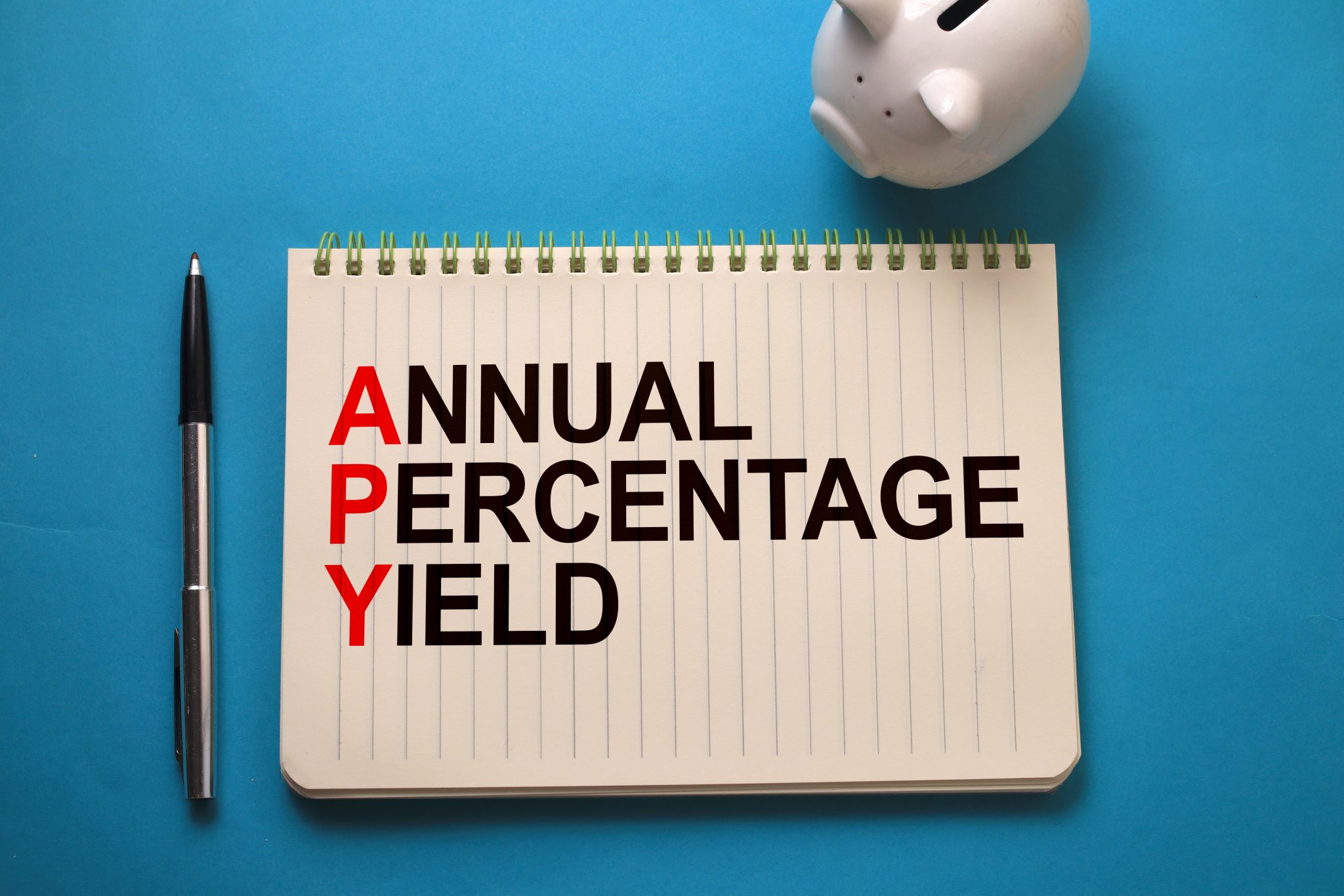 Annual percentage yield, text words typography written on book, life and business motivational inspirational concept