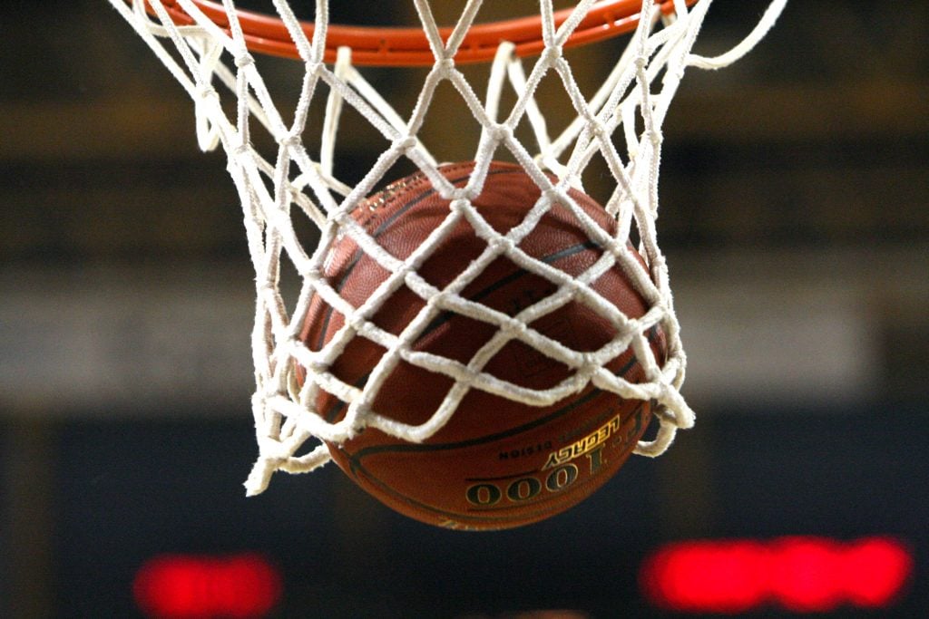 Basketball hoop with ball