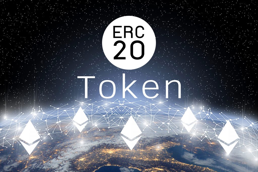 Concept of  Ethereum ERC20 Token technology,   Cryptocurrency blockchain platform , Digital money