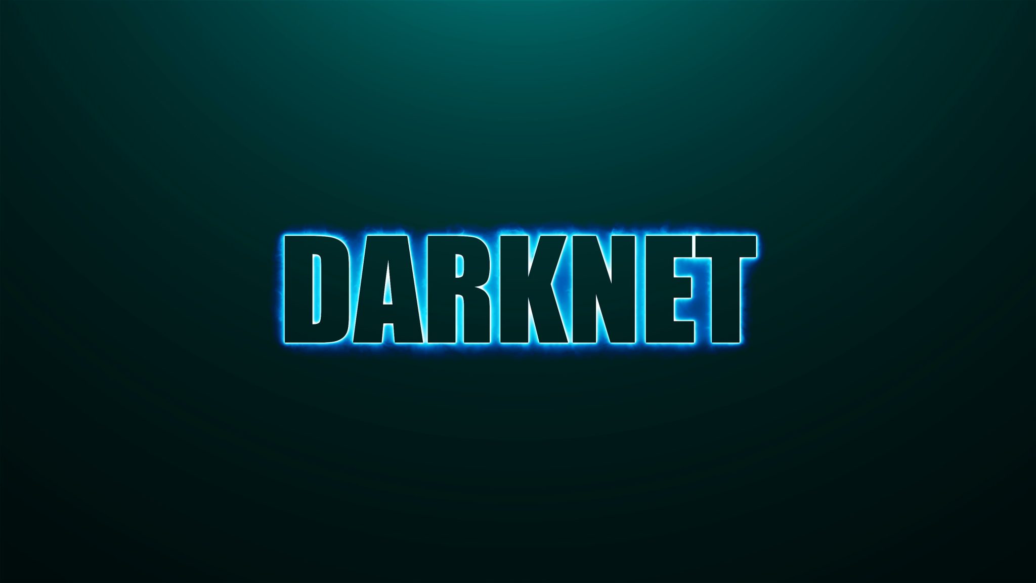 Letters of Darknet text on background with top light, 3d render background, computer generating