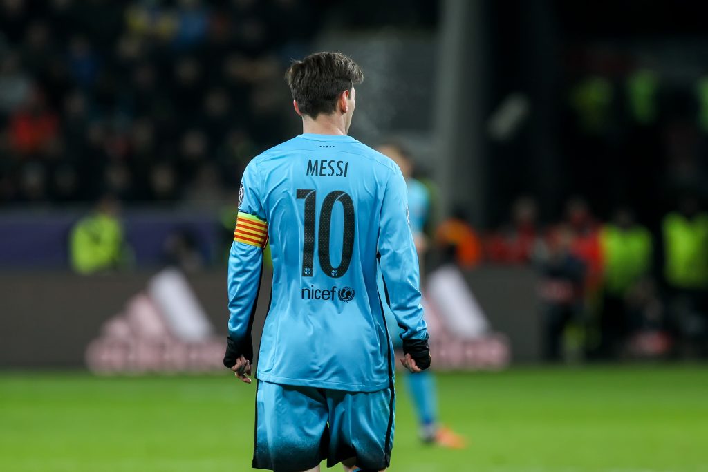 Lionel Messi during the UEFA Champions League game between Bayer