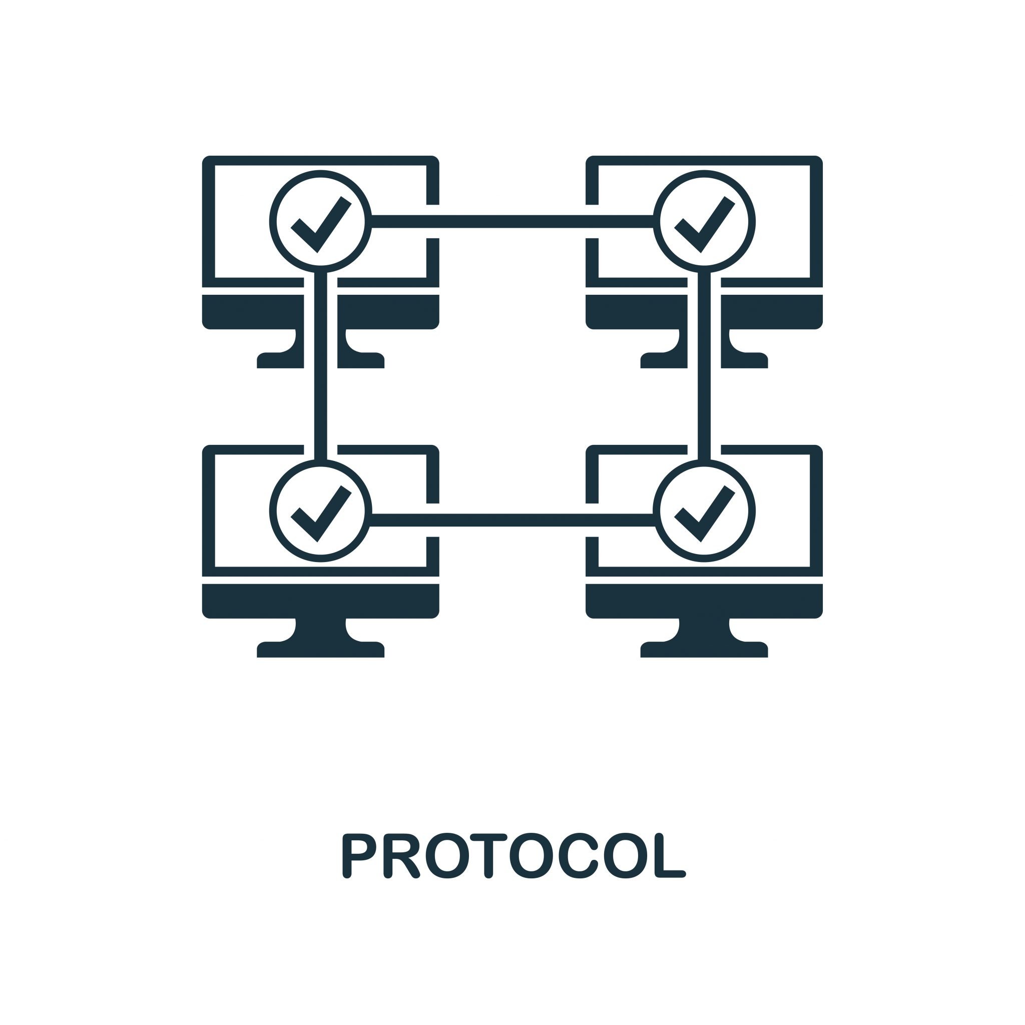 Protocol icon. Monochrome style design from blockchain icon collection. UI and UX. Pixel perfect protocol icon. For web design, apps, software, print usage.