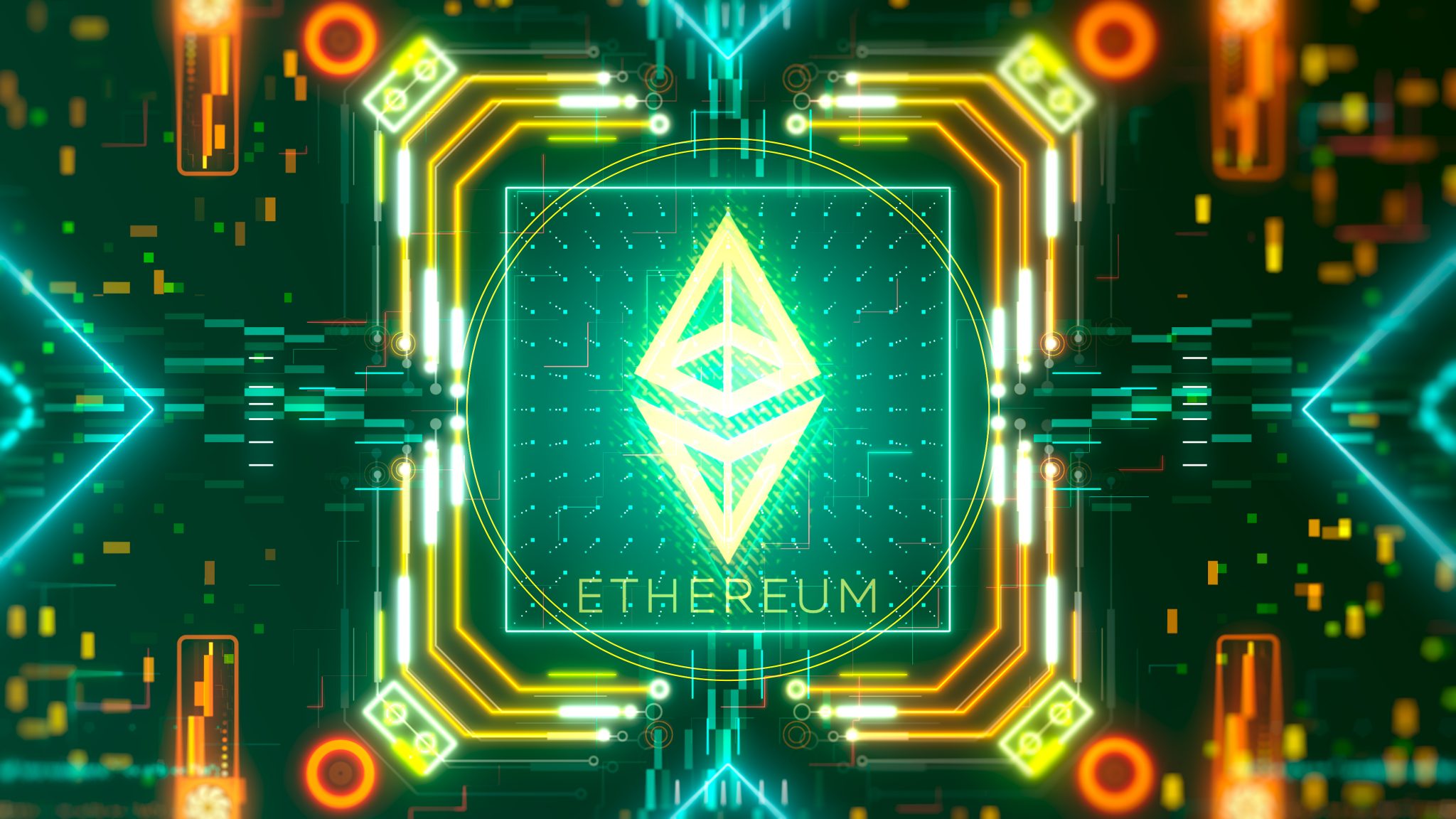 Ethereum Virtual Machine symbol animation. Financial and business theme