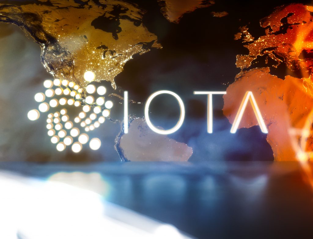 IOTA cryptocurrency with worldmap