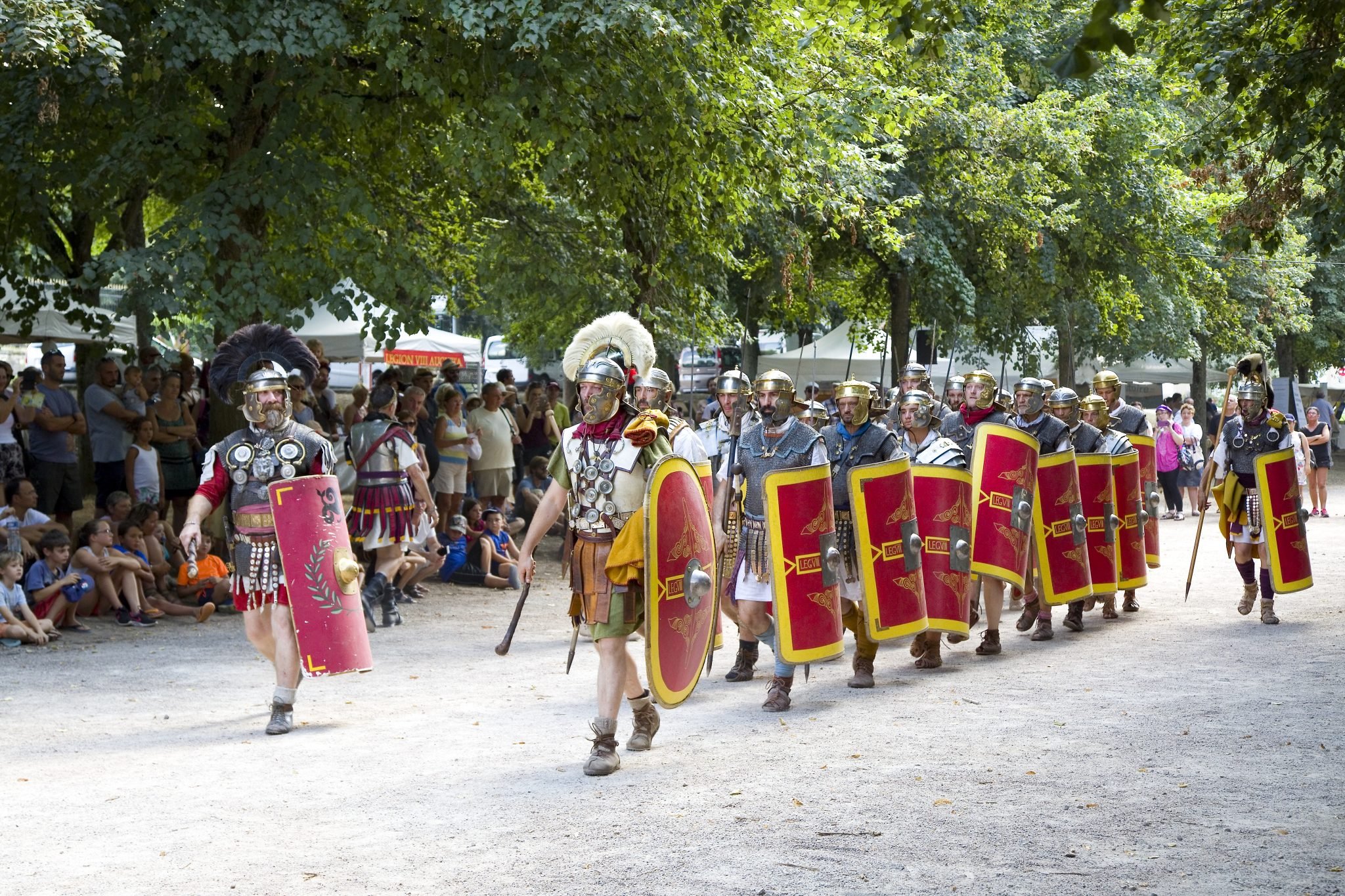 Roman spectacle in Autun, with gladiators and legionaries, on August 5, 2018, in Autun, Burgundy, France.