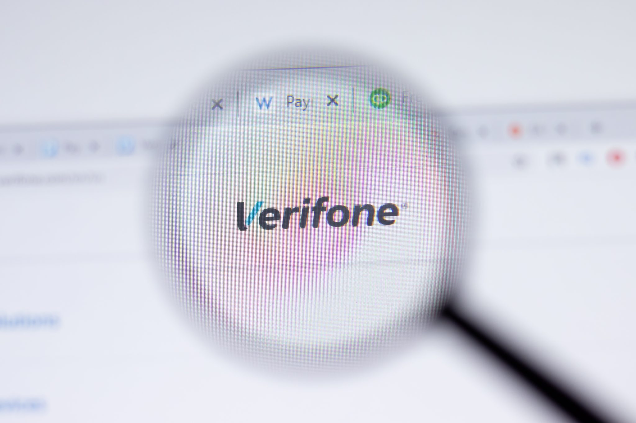 New York, USA - 17 February 2021: Verifone logo close up on website page, Illustrative Editorial