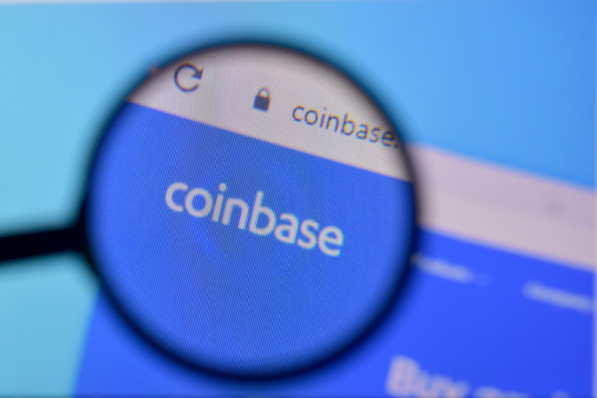NY, USA - FEBRUARY 29, 2020: Homepage of coinbase website on the display of PC, url - coinbase.com.