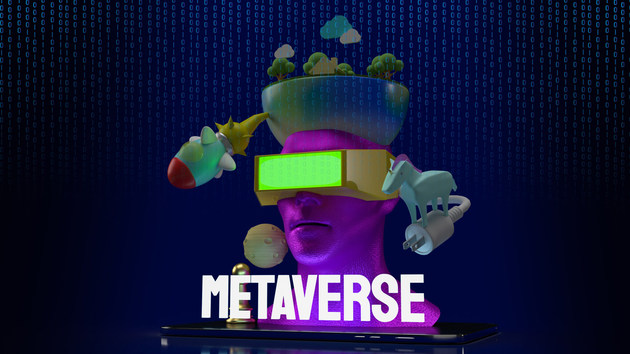 The headset on tablet for metaverse  or technology concept 3d rendering