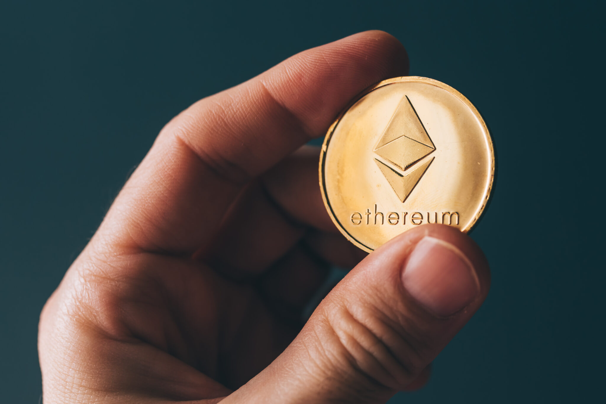 Ethereum cryptocurrency in hand