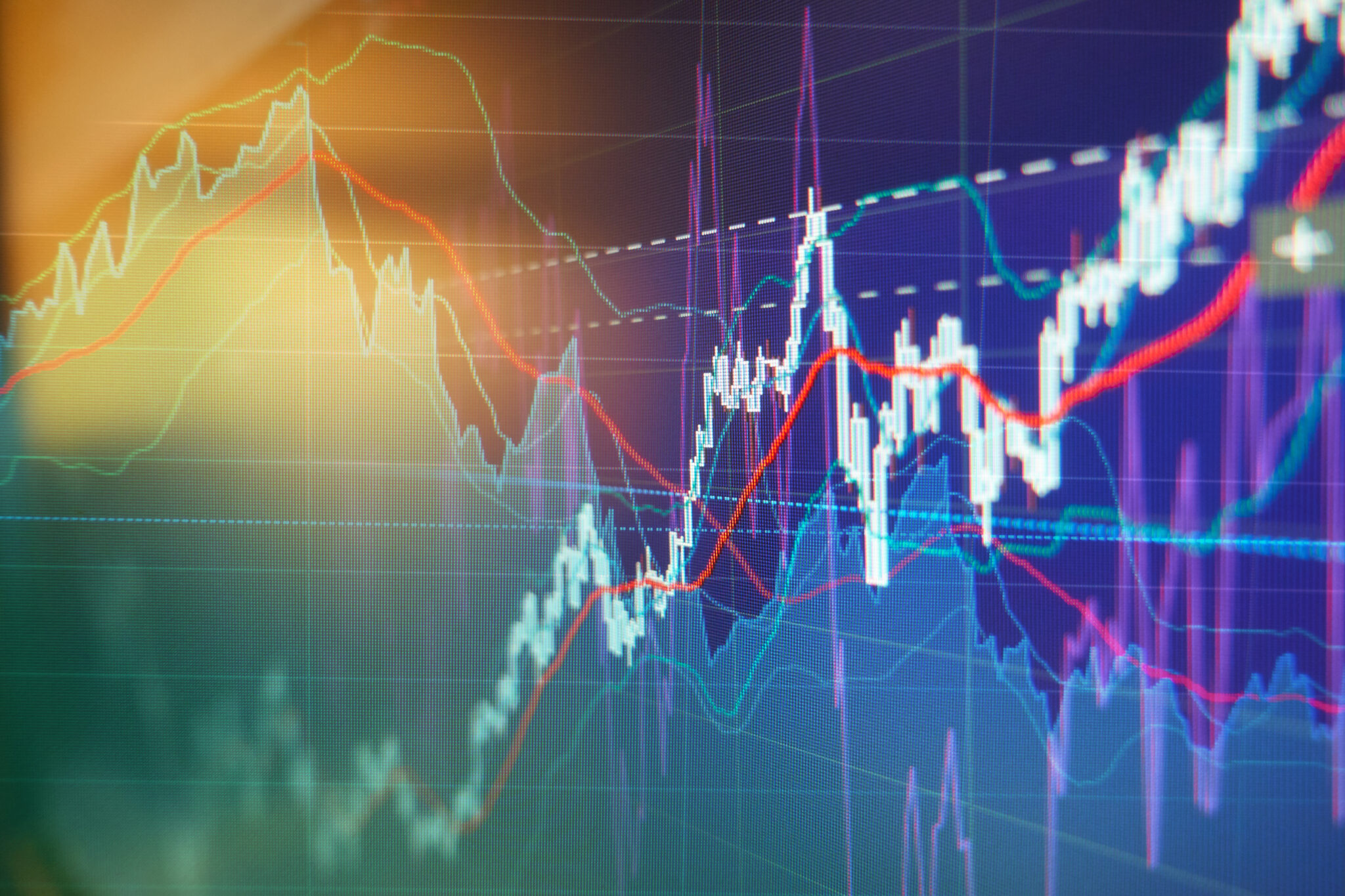 Graph charts of stock market