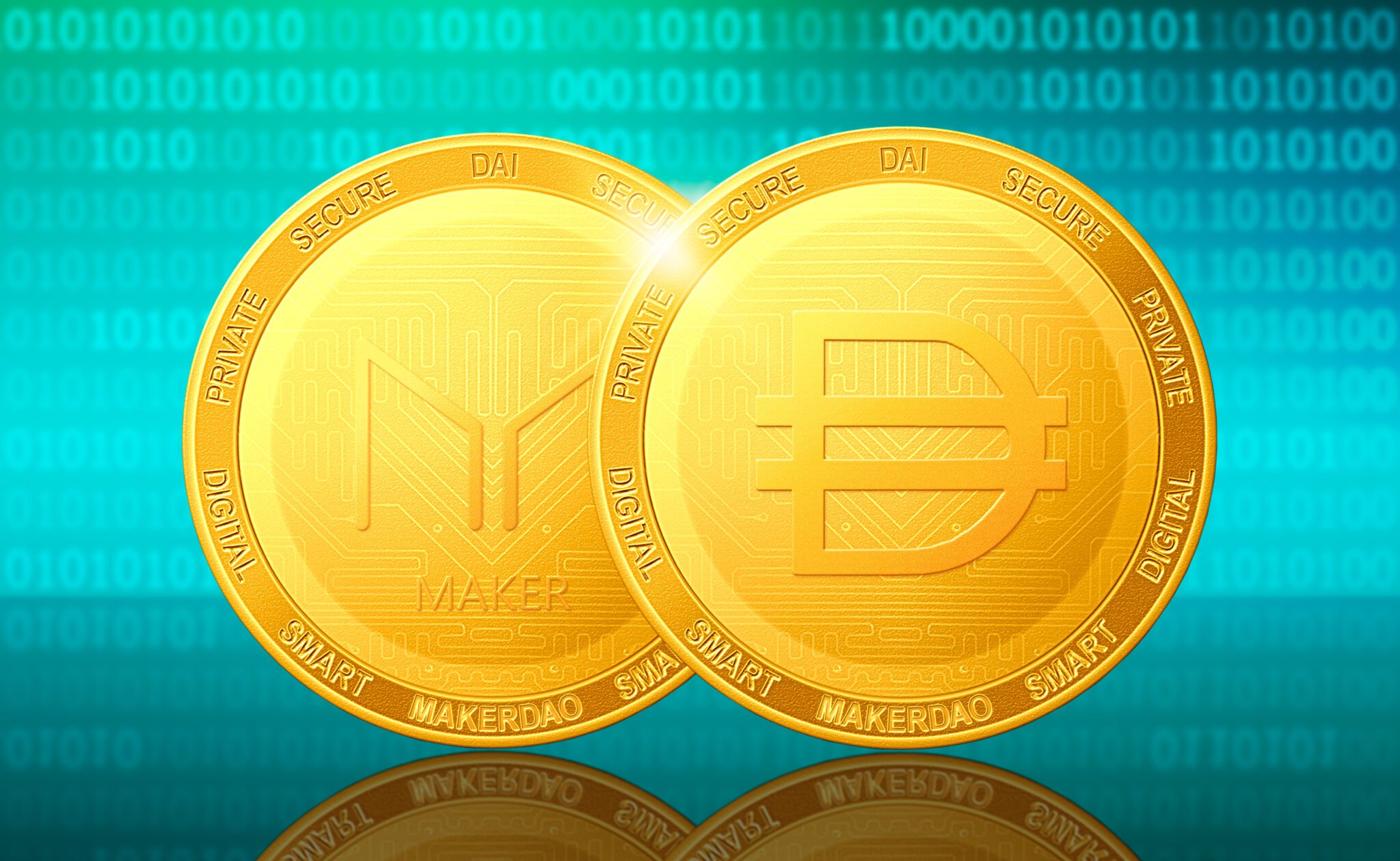 MakerDAO DAI cryptocurrency; MakerDAO DAI golden coins