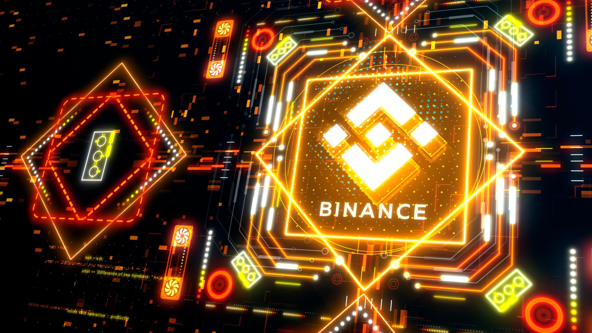 Binance exchange market symbol concept. Blockchain trading technology