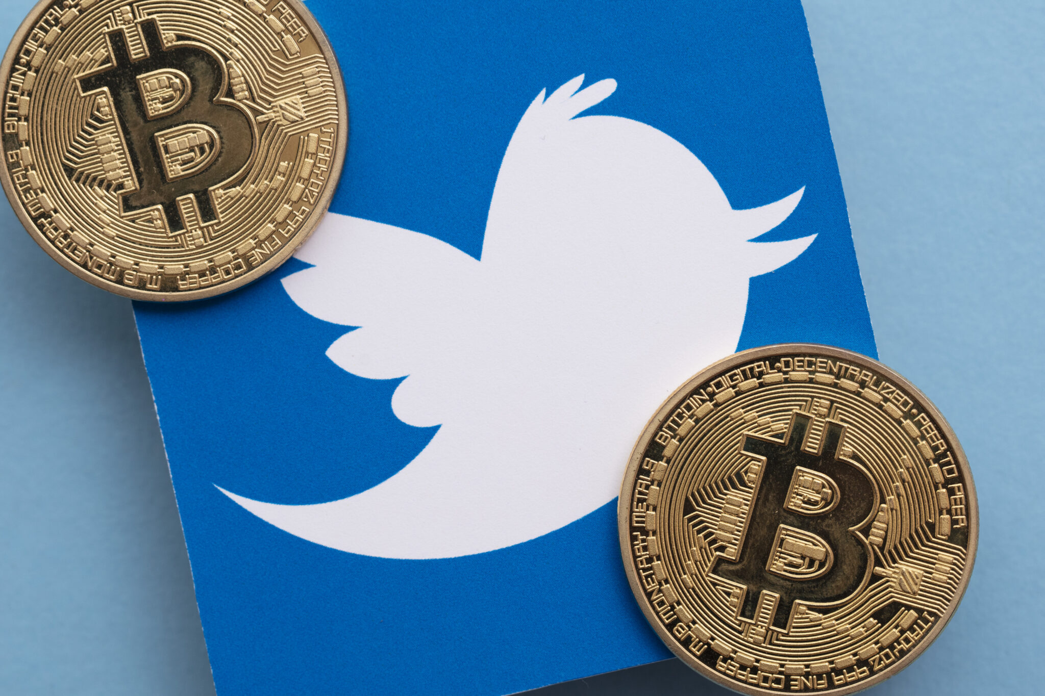 LONDON, UK - March 2021: Bitcoin cryptocurrency on a Twitter social media logo
