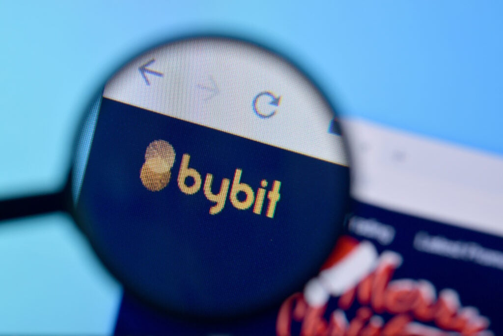 NY, USA - FEBRUARY 29, 2020: Homepage of bybit website on the display of PC, url - bybit.com.