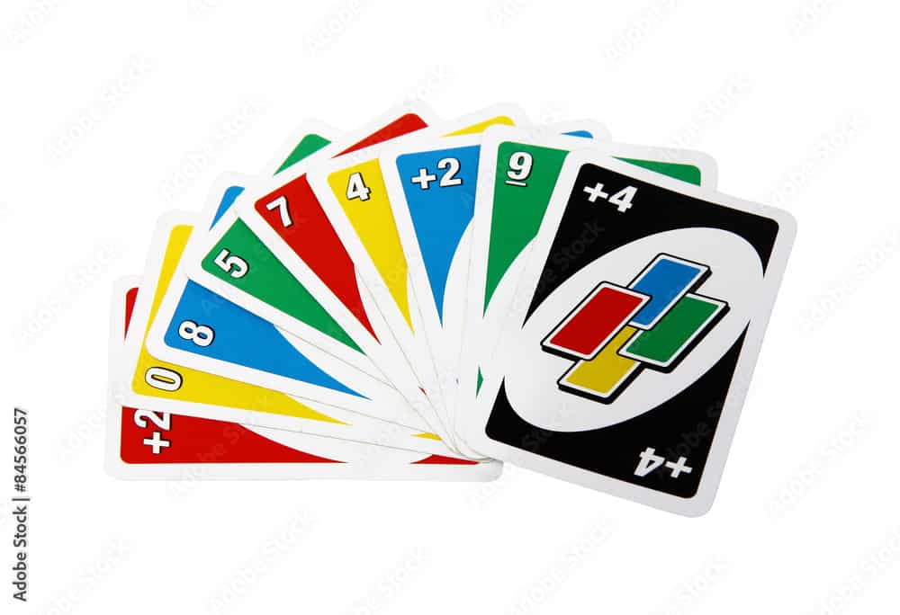 Uno game cards isolated on white background