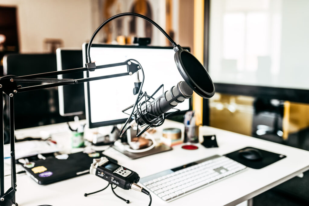 Podcast home studio indoors