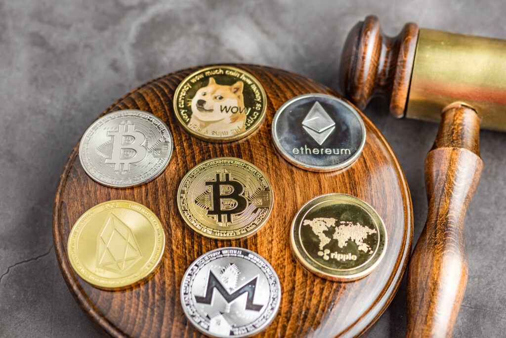 Concept law judge image for cryptocurrency