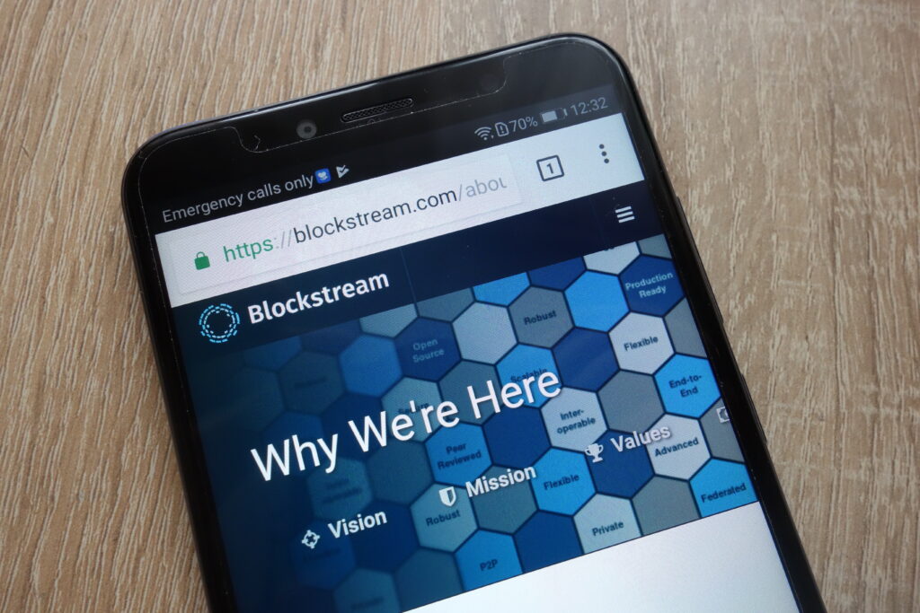 KONSKIE, POLAND - JULY 25, 2018: Blockstream website displayed on a modern smartphone