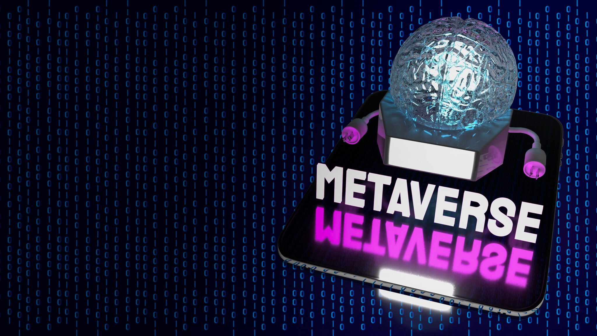 brain on tablet for metaverse or technology concept  3d rendering