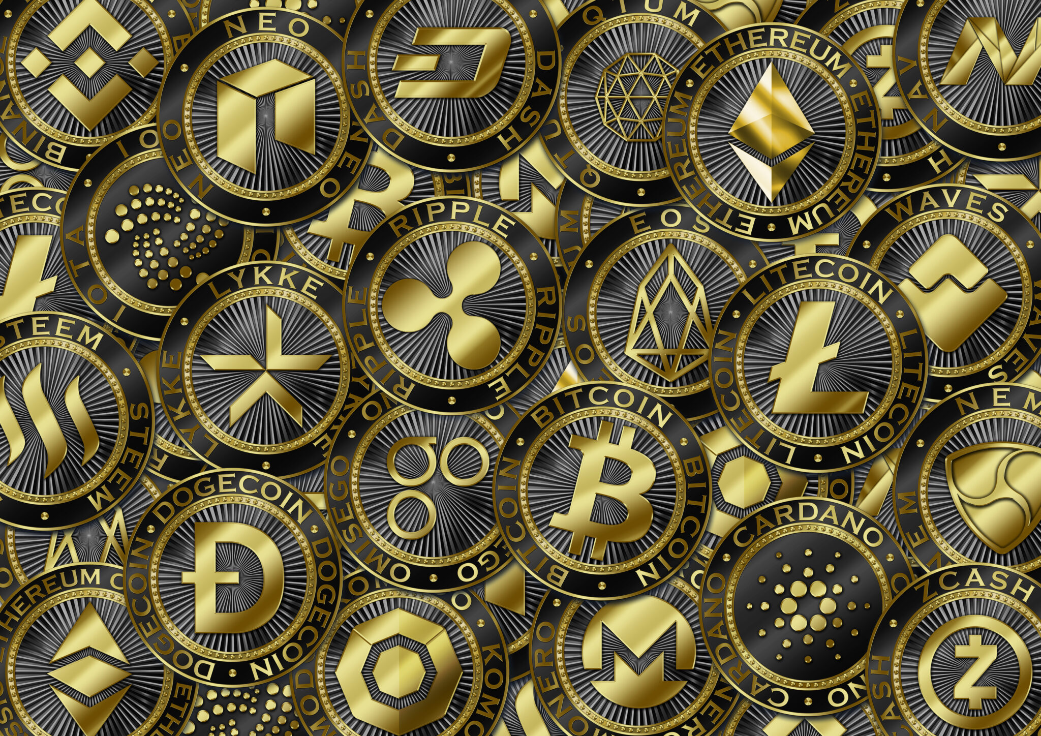 Cryptocurrency Gold Application / Cryptocurrency Coin with Original Luxury Illustration