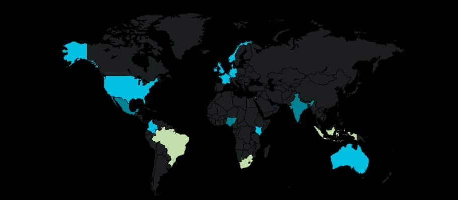 Carte du monde de la détention de cryptomonnaies