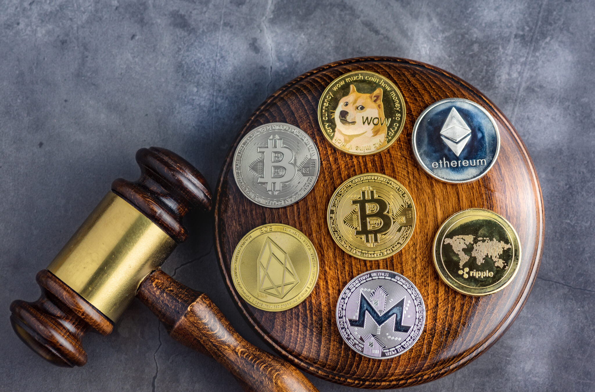 Concept law judge image for cryptocurrency