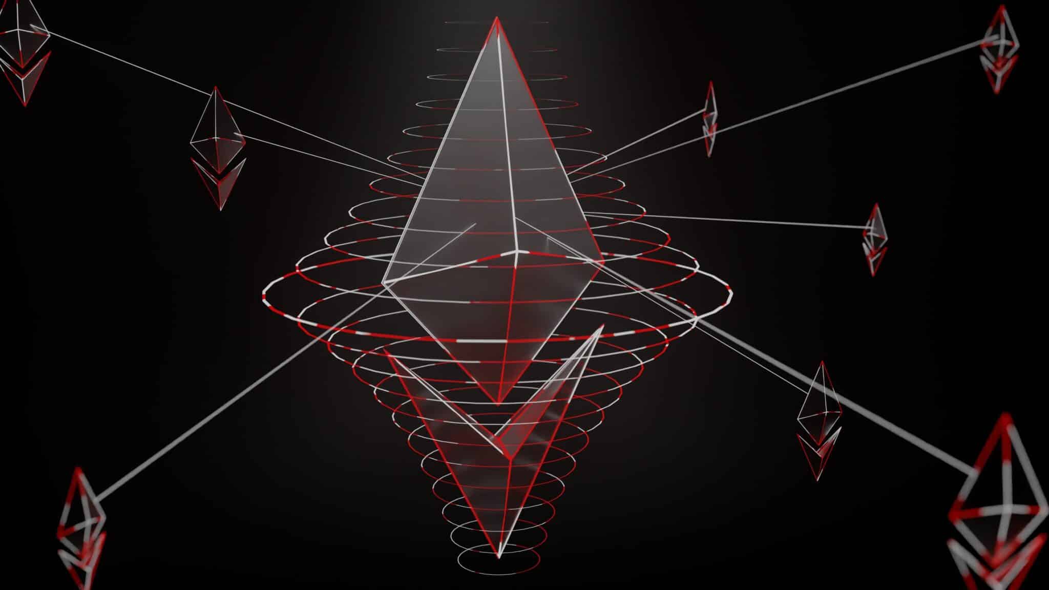 3D illustration of a network of ethereum in dark.red, white, and black colored ethereum illustration.「 LOGO / BRAND / 3D design 」 WhatsApp: +917559305753 Email: shubhamdhage000@gmail.com