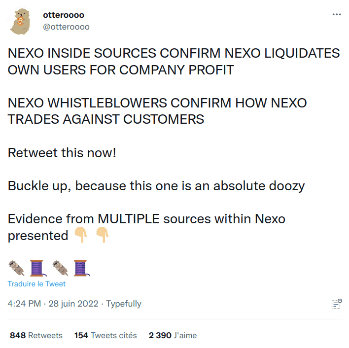 NEXO INSIDE SOURCES CONFORM NEXO LIQUIDATES OWN USERS FOR COMPANY PROFIT