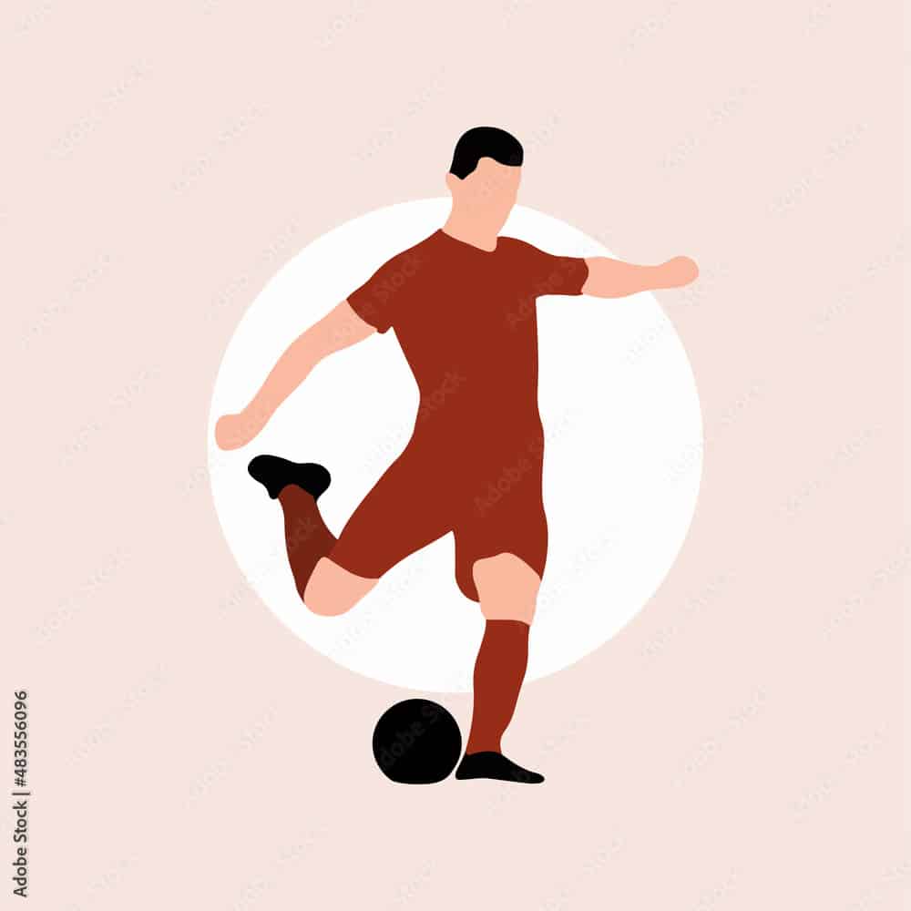 Football player - Man playing football on a light background and white circle - vector illustration
