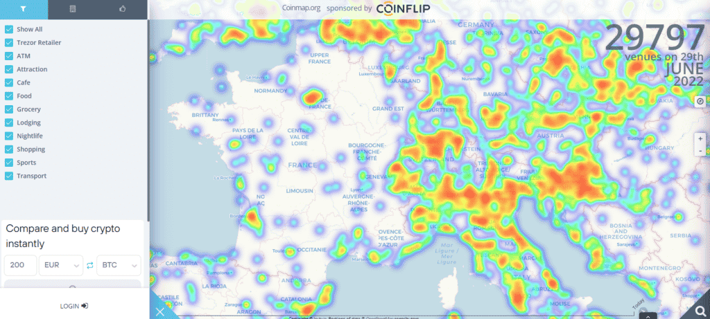 Coinmap carte cryptos