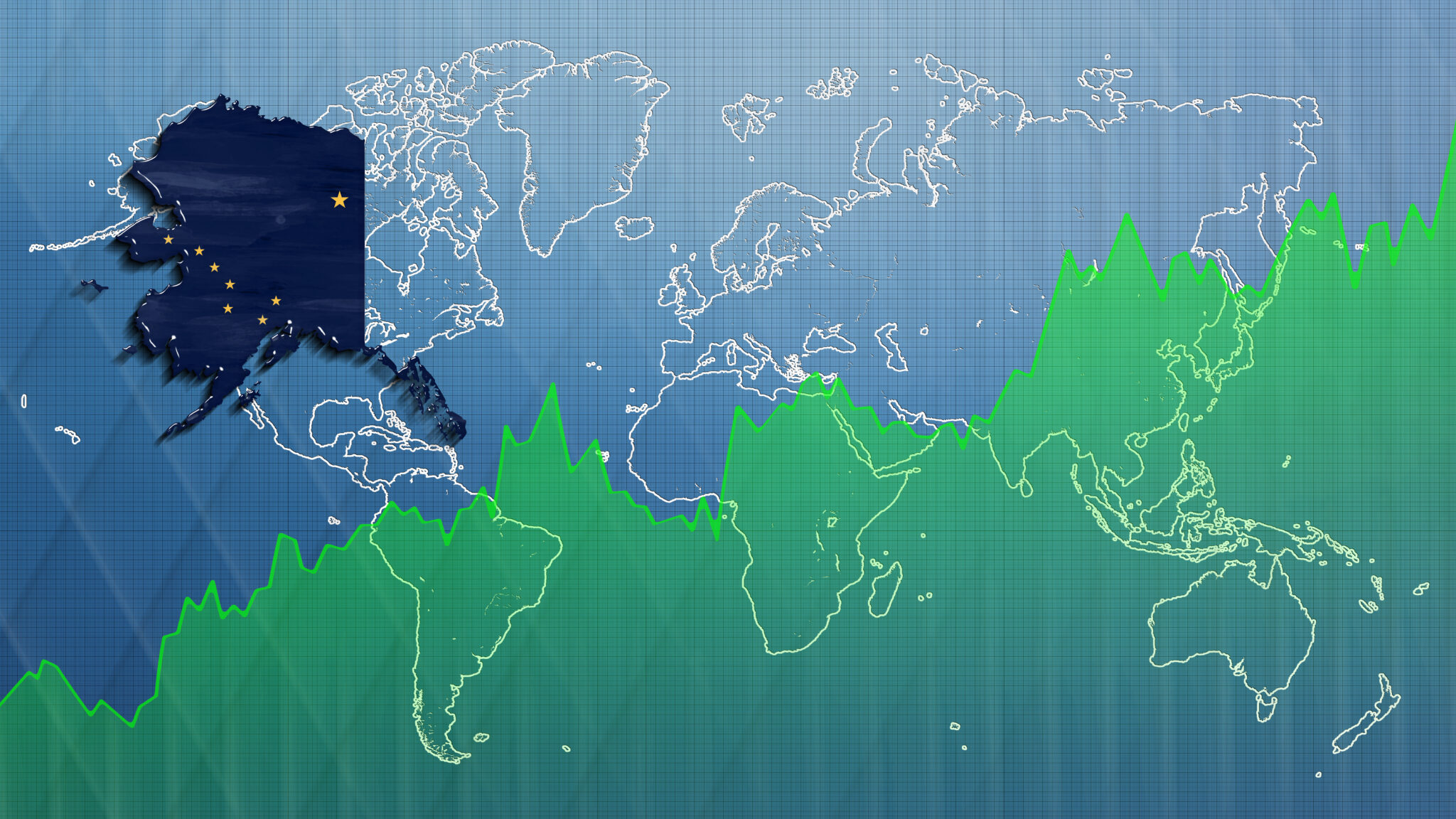 Map of Alaska, financial success, economy growth