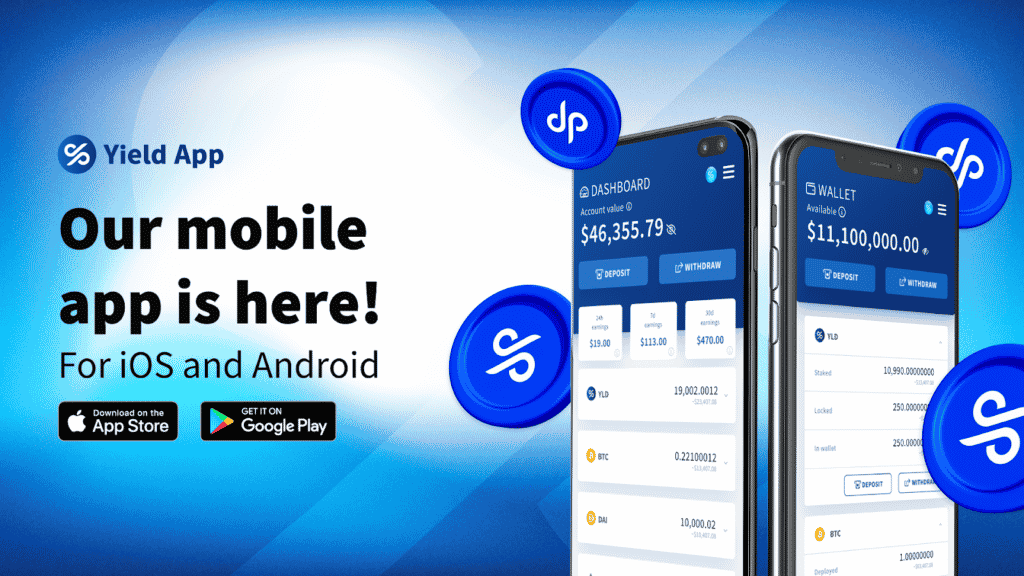 L’application mobile de Yield App pour iOS et Android simplifie plus que jamais les gains sur la cryptographie