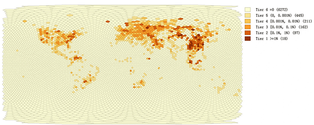 Spatial analysis of global Bitcoin mining