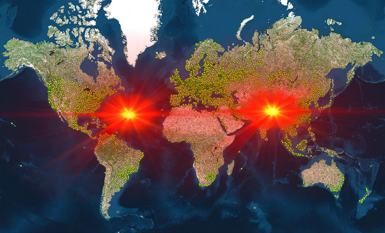 La carte mondiale de l'industrie du mining de bitcoins (BTC)