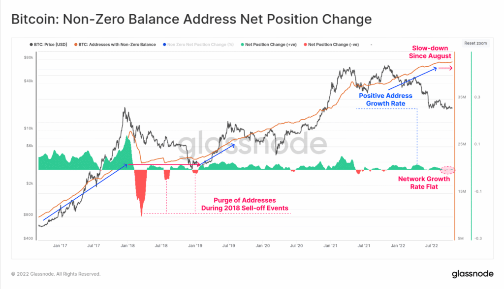 Bitcoin : Non-zero Balance Address Net Position Change