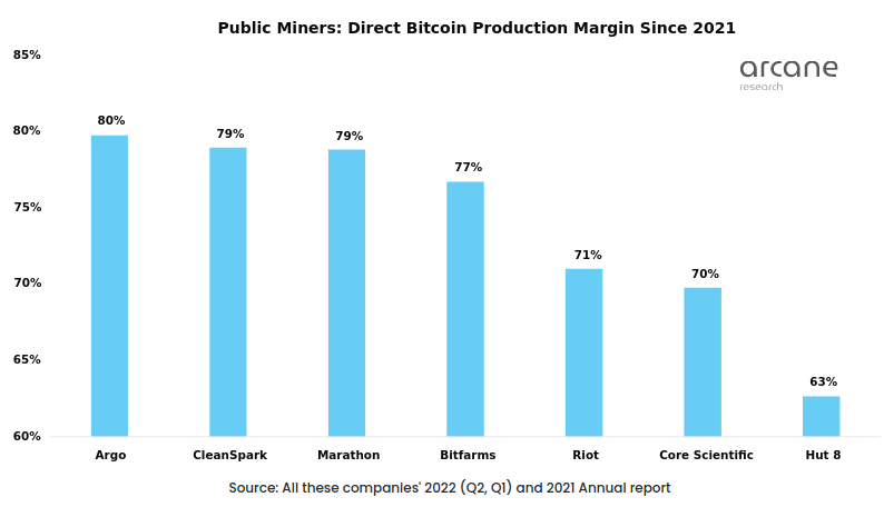 public mining : bitcoin production margin since 2021
