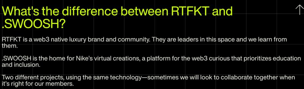 La différence entre Swoosh et RTFKT