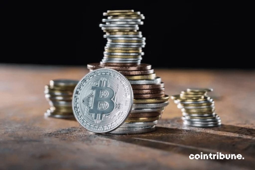 Des tokens Bitcoin empilées les uns sur les autres