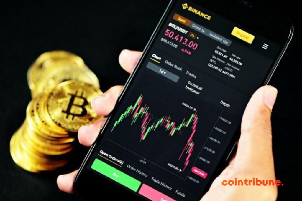 Un téléphone affichant le leaderboard de Binance