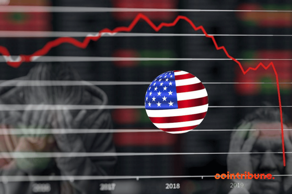 Le drapeau des Etats-Unis sur un graphique