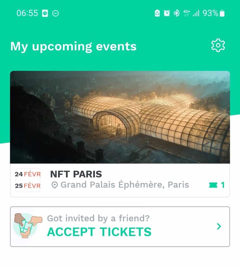 Screenshot d'un billet NFT Paris sur Guts Tickets