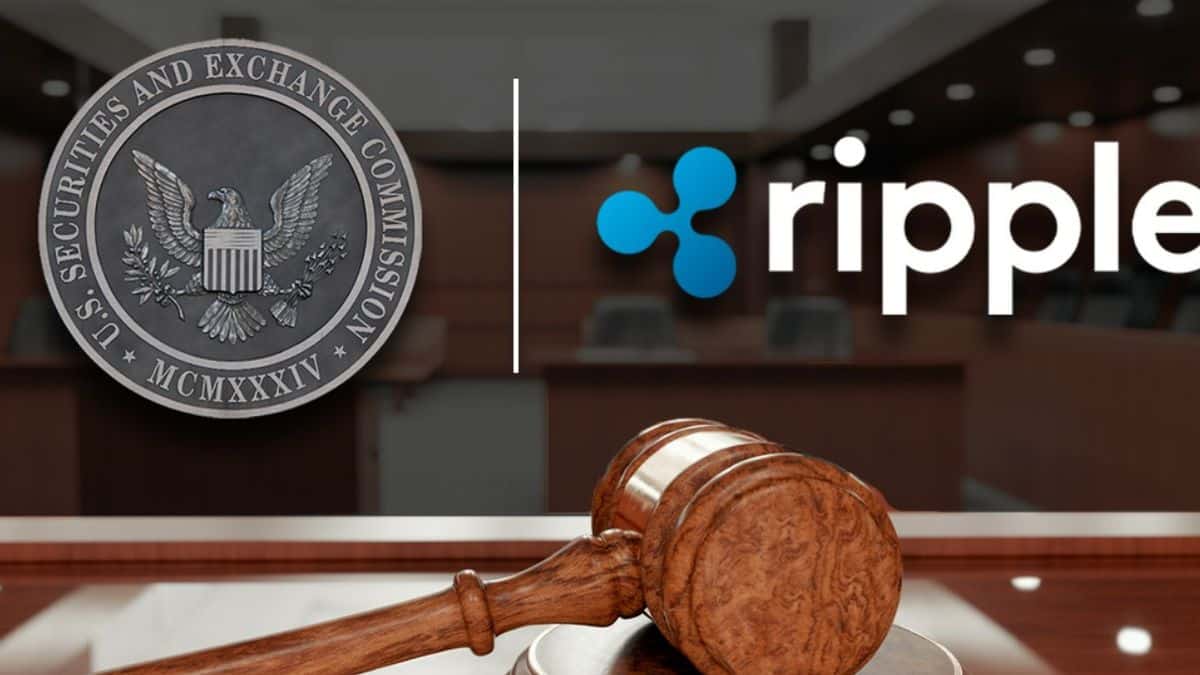 Ripple and SEC logo with a lectern