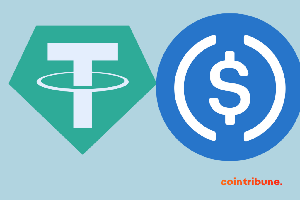 Les logos de 2 des principaux stablecoins du marché