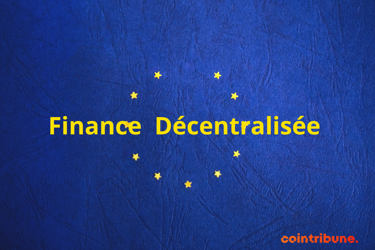 le drapeau de l'union européenne avec la mention finance décentralisée